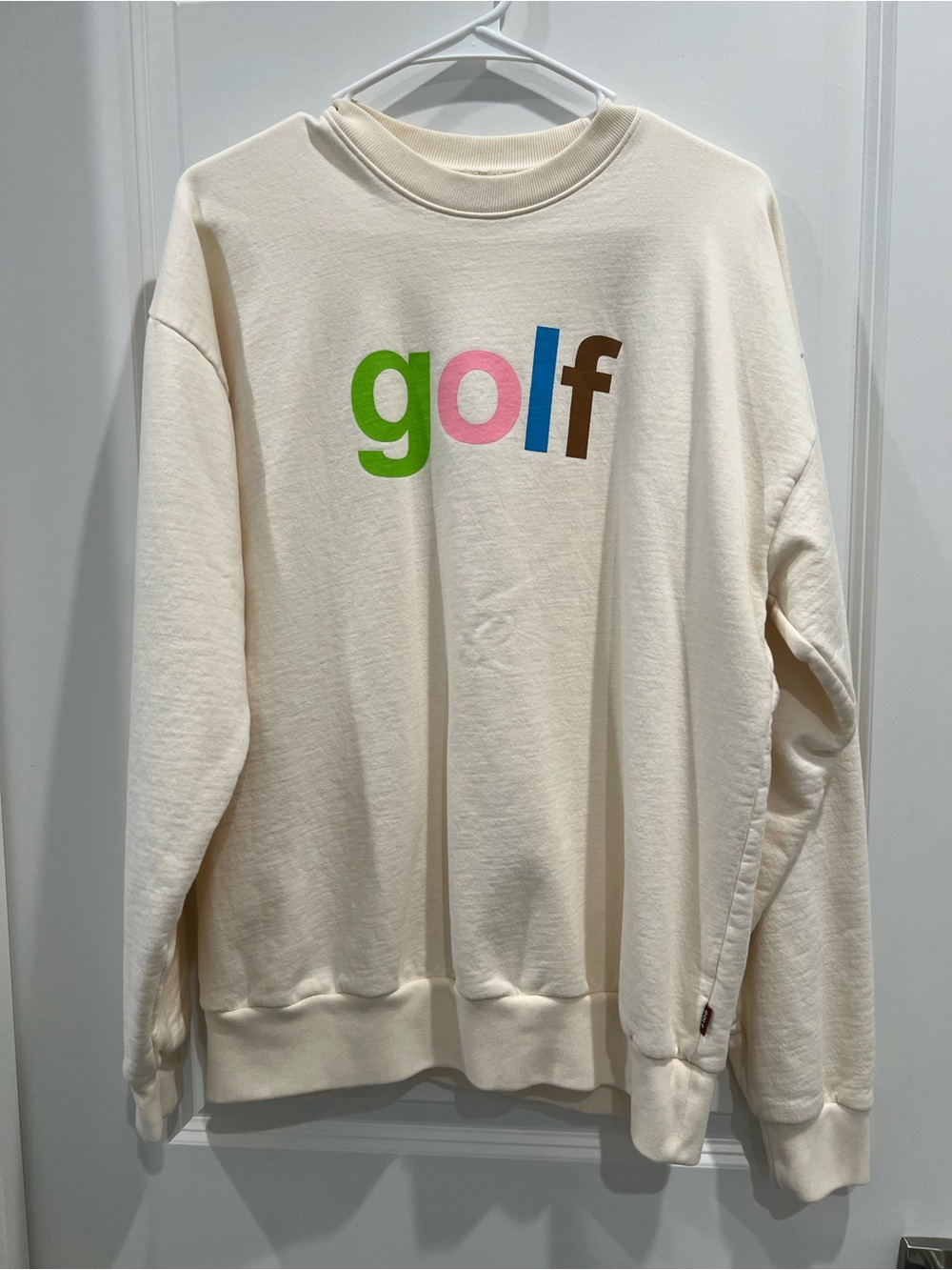 Golf Wang Cream Crewneck with Multicolor 'golf' Logo